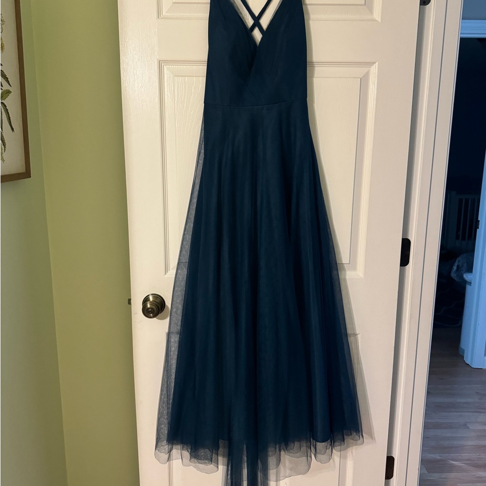 Chic Teal Backless Evening Dress